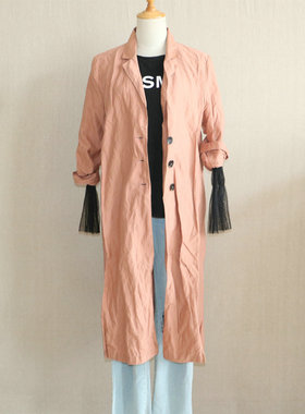 撤柜正品捡漏A1W518春秋休闲微褶皱安纳苏丝百搭厂家库存女士风衣