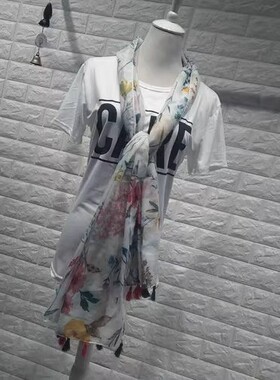 我爱我的恋衣坊印花流苏女士巴厘纱百搭花色春夏1551通勤清仓围巾