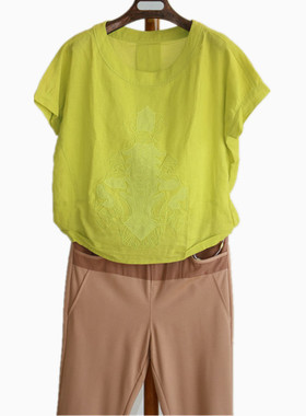 我爱我的恋衣坊新款品牌折扣女装短袖纯色套头宽松523115夏季衬衫