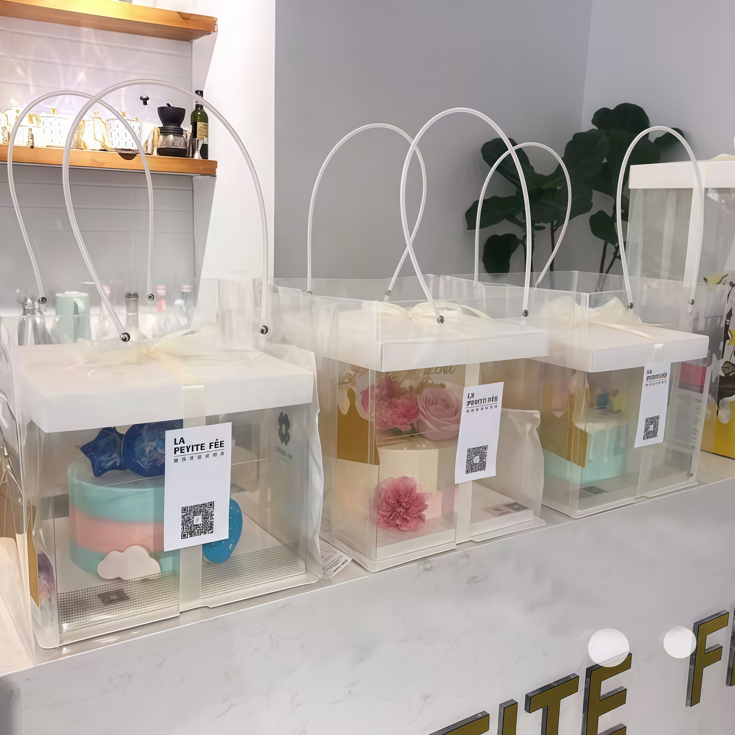 方形方形透明鲜花手提袋防水PP塑料方形装花袋礼品（10个起包邮）