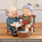 国风酒柜摆件家居饰品装 小卧室工艺品客厅新婚礼物老头老太故宫