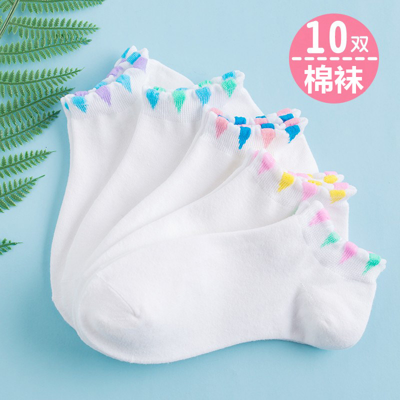 10双装袜子女短袜棉袜浅口韩国可爱春夏薄款女袜子白色船袜日系潮