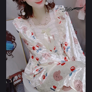 2025年新款 网红公主风睡衣女秋冬高颜值长袖 甜美两件套少女家居服