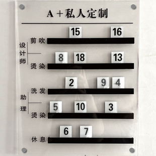 工作轮值牌流水牌上钟牌美发店造型工作室轮排表去向牌轮休牌定制