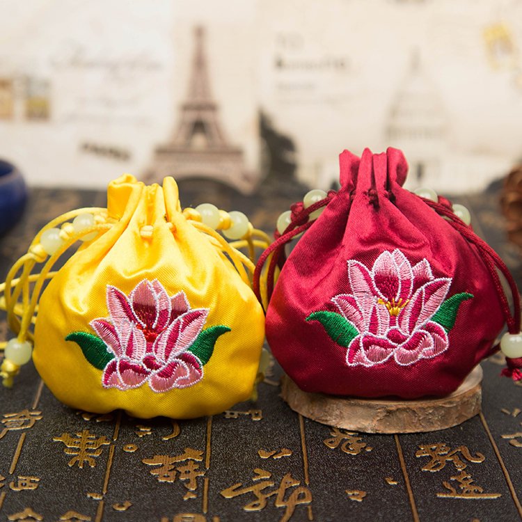端午节香囊空袋香包袋小孩挂脖随身中药袋子缎布空布包袋子荷花包