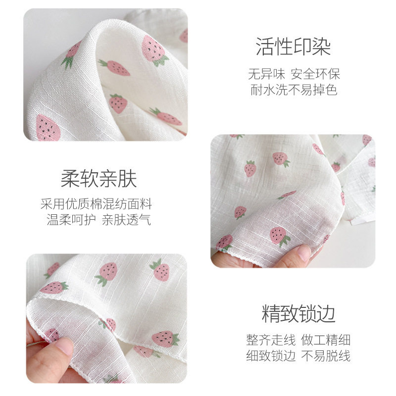 ins春天男宝宝围巾薄款三角巾婴儿草莓韩版头巾口水方巾围脖女童