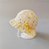 春夏秋新款 透气遮阳帽子女宝宝淑女防晒可调节盆帽 婴幼儿纯棉薄款