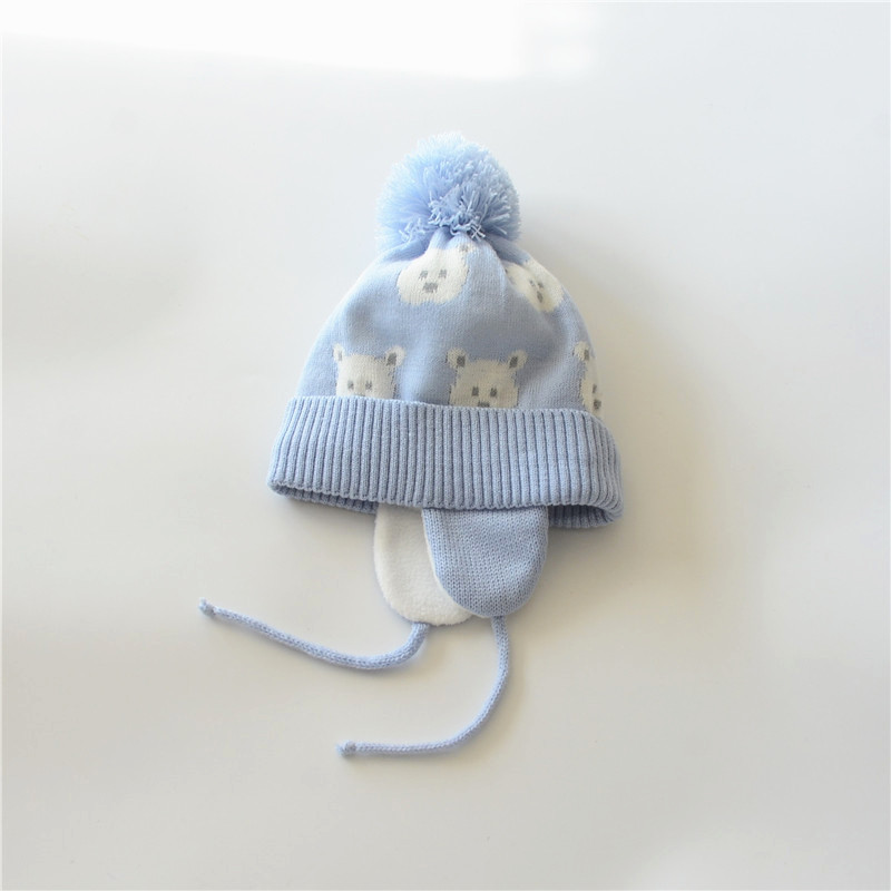 男宝宝帽子秋冬季婴儿童可爱加绒护耳帽男童保暖毛线帽男孩针织帽