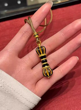 精致玄黑九股金刚杵吊坠项链毛衣绳链款新中式复古小众设计感项链