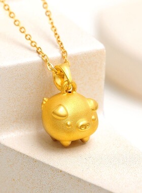 古法沙金小金猪铃铛项链女轻奢小众高级感锁骨链2025新款爆款颈链