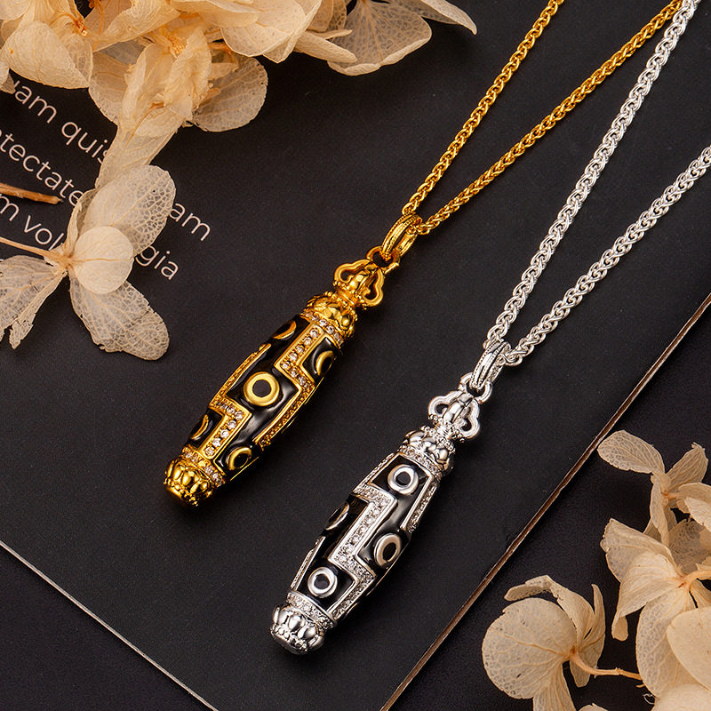 典承微镶满钻九眼天珠吊坠轻奢精致手工国风轻奢毛衣链时尚百搭