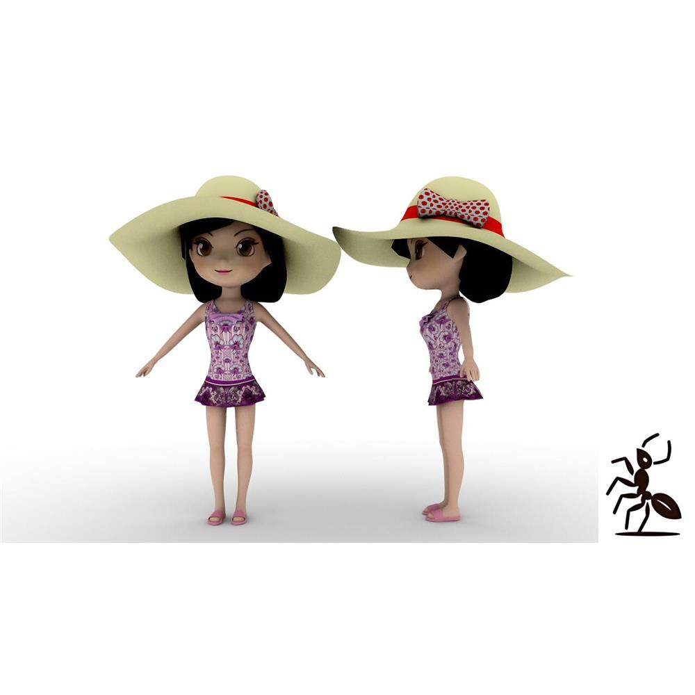 Maya 3ds Max模型，045戴帽子小女孩，有贴图，送,商务/设计服务,设计素材/源文件,淘宝优惠券,粉丝福利购,淘宝优惠卷
