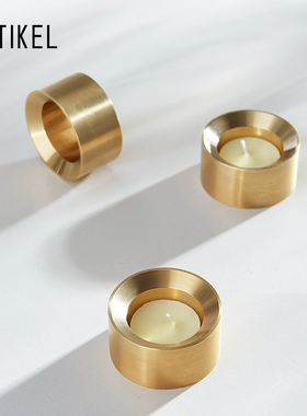 ARTIKEL雅缇黄铜烛台北欧风轻奢单头圆柱小蜡烛家居香薰装饰摆件