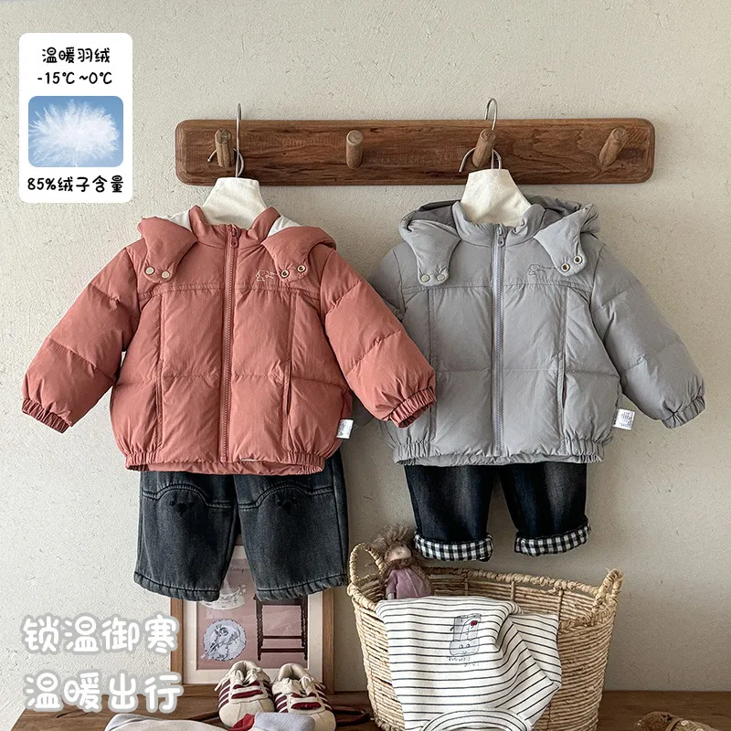 男童冬季加厚羽绒服冬装婴幼童韩版白鸭绒连帽外套 a类男宝宝衣服