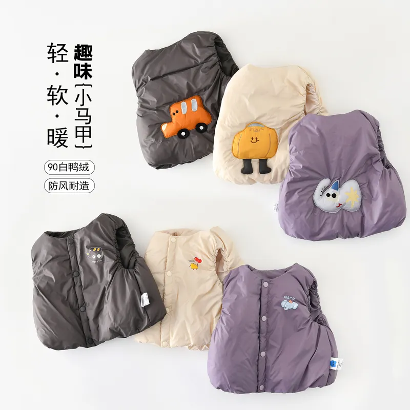 儿童羽绒背心秋冬新款女童轻薄羽绒马甲保暖背心外套男宝宝66028