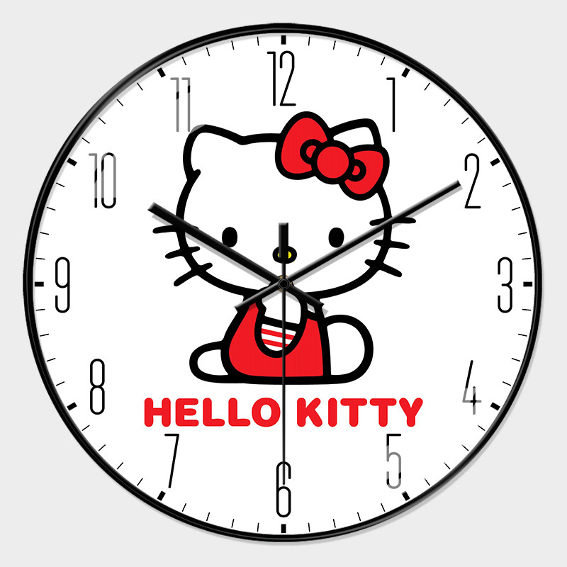 卡通hello kitty挂钟简约可爱儿童房公主屋挂表创意时尚静音钟表