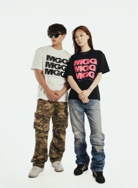 MGG 字母印花LOGO高街cleanfit美式国潮宽松百搭基础短袖男女t恤