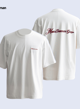MGG 24SS原创美式花体LOGO重磅T恤情侣夏季宽松圆领纯棉国潮短袖