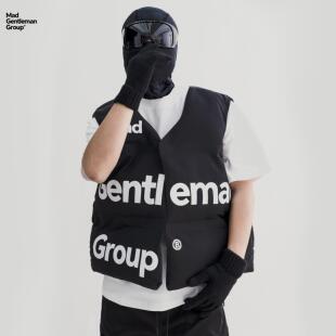 LOGO美式 MGG 款 高街加厚棉服经典 印花背心外套马甲男 秋冬基础美式