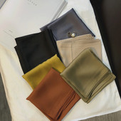 韩国复古简约纯色丝巾小方巾女百搭装 饰领巾发带仿丝绸围巾春秋季