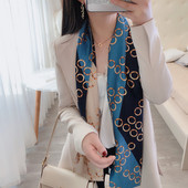 春秋百搭西装 饰小围巾女新款 领巾 洋气长条丝巾链条拼色职业装 时尚