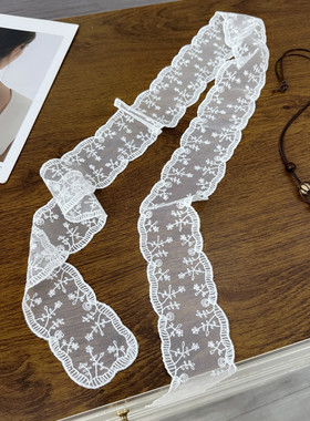 2026春季新款白色蕾丝细长条丝巾女高级感系脖子飘带发带丝带脖饰