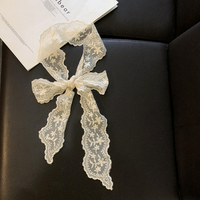 法式蕾丝颈饰丝巾系脖长条飘带女