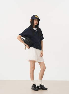 7AM10PM 百搭休闲泡泡纱短裤女  夏季简约宽松显瘦白色运动短裤