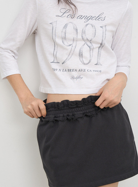 7AM10PM 设计感1981白色纯棉印花T恤女百搭休闲九分袖t恤打底上衣