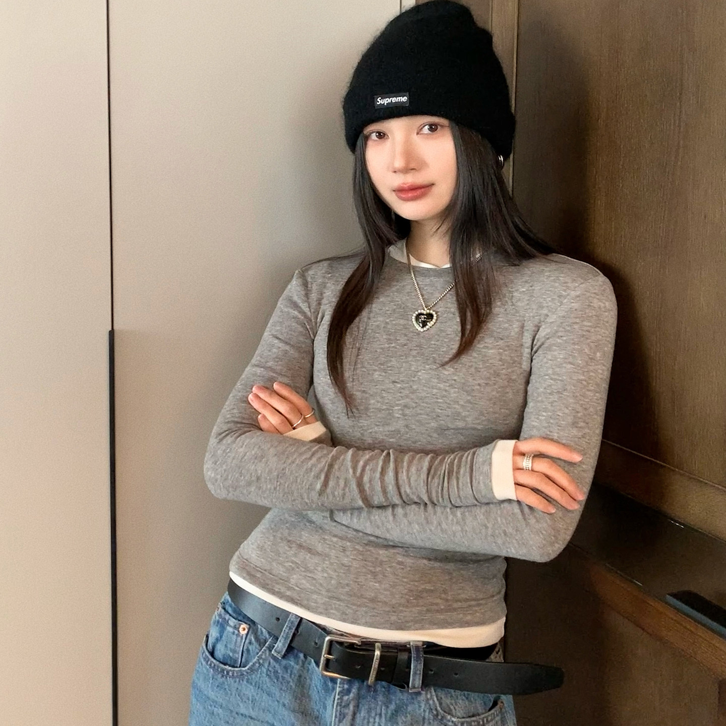 7AM10PM 美利奴羊毛基础款内搭打底衫女 秋冬季瑜伽长袖t恤上衣