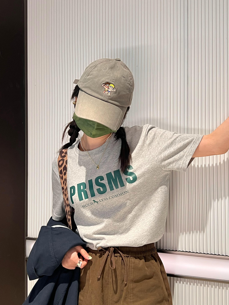 7am10pm字母简约灰色纯棉短袖