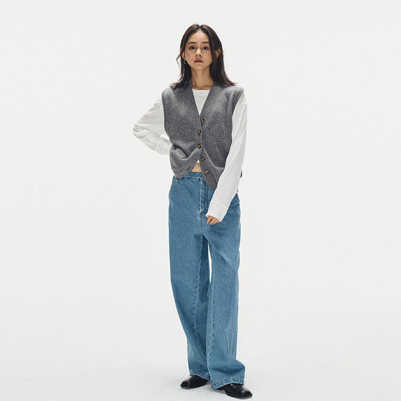 2024新款牛仔蓝抓绒牛仔长裤