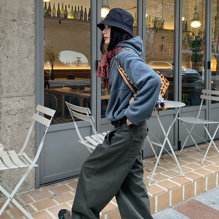 LWL251208 绿色直筒工装裤