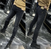 长裤 欧洲站秋季 休闲小直角潮 弹力百搭小脚裤 修身 黑色牛仔裤 男韩版