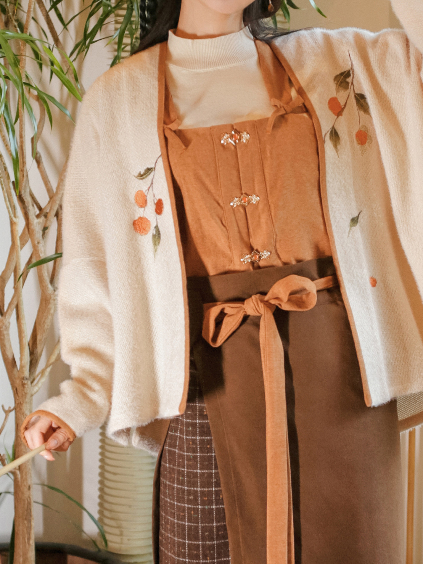 LUO XIU DONG XIANG [BROWN BU LIUQIU] HANFU 송나라 메인 허리 항공기 슬리브 중국 스타일 오리지널 데일리 겨울 여성