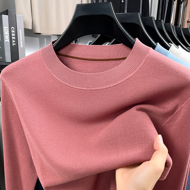 高端抗起球【100%进口天丝莱赛尔】秋可机洗16针圆领针织T恤衫男