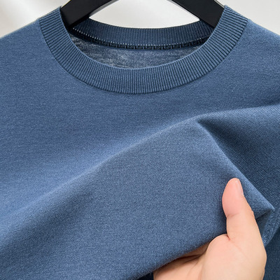 【精纺桑蚕丝羊毛】可机洗秋薄款丝羊毛衫低圆领毛衣男打底针织衫