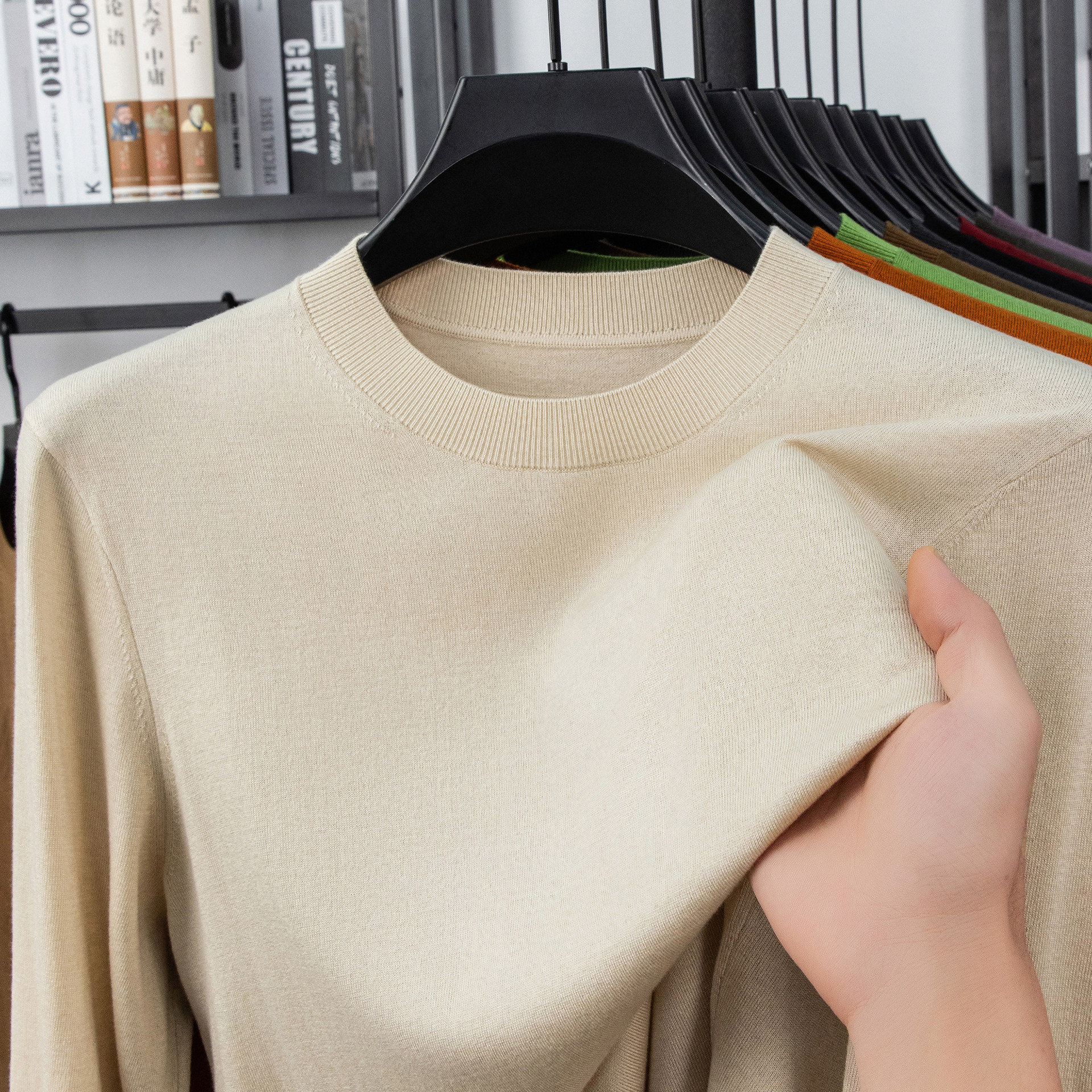 2026春季 含【桑蚕丝+山羊绒】可机洗薄毛衣男圆领贴身纯色针织衫