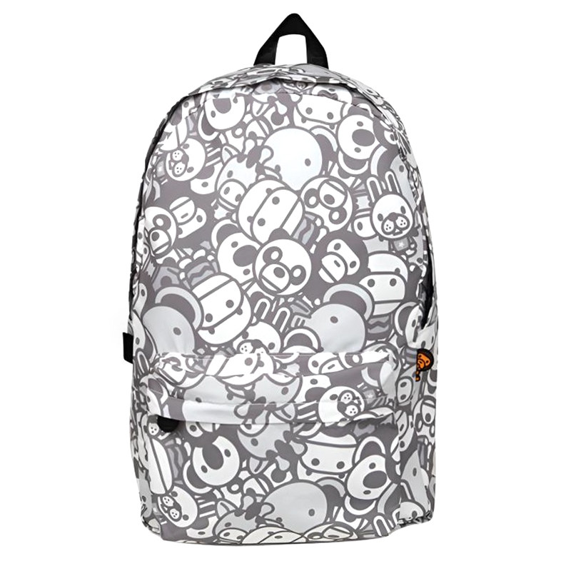 BABY MILO潮牌卡通浅蓝色小猴子印花双肩包背包中学生书包