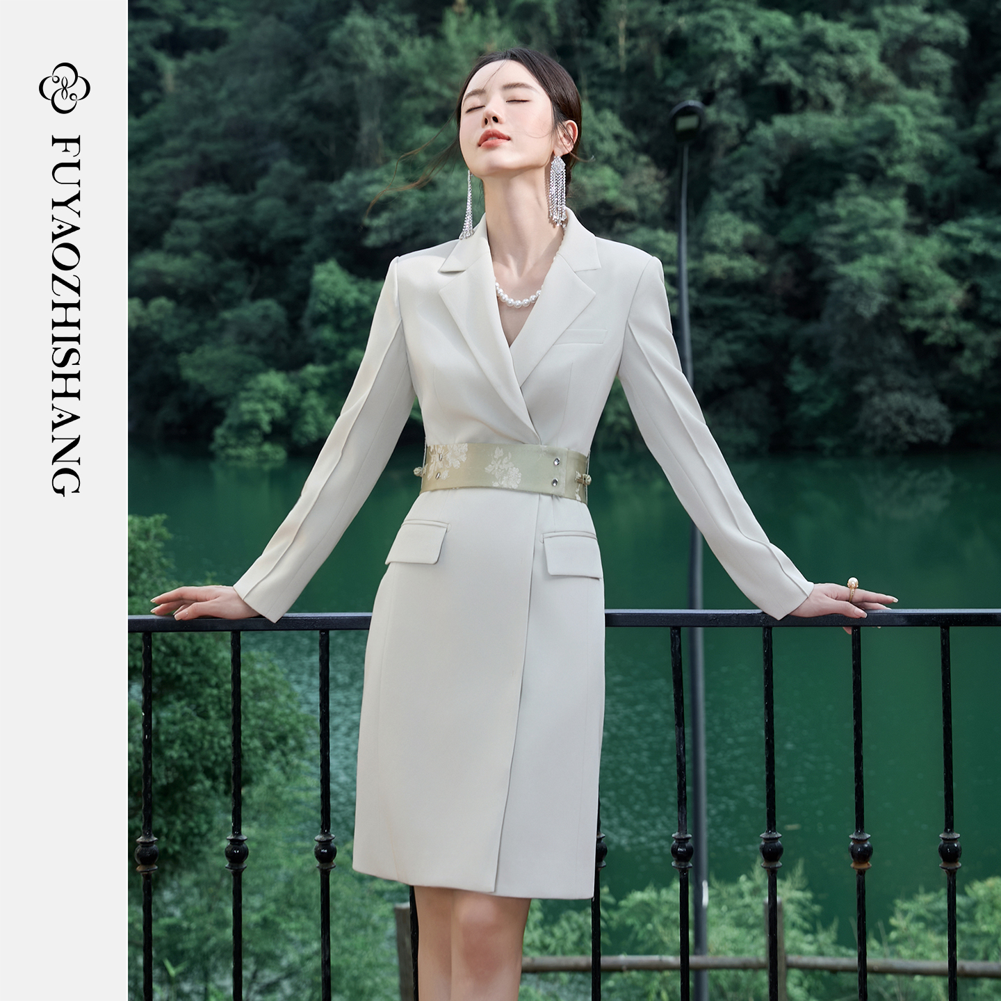 FUYAO扶摇新中式醋酸连衣裙