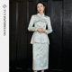 FUYAO扶摇 穿搭冬 清雅竹纹西服两件套国风新中式 立领盘扣西装 套装