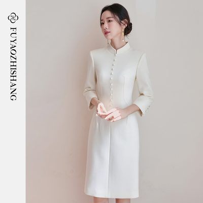 扶摇直上新中式旗袍裙醋酸立领裙