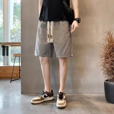 【精品】满68包邮◆2026夏季青少年美式潮流时尚百搭条纹宽松短裤