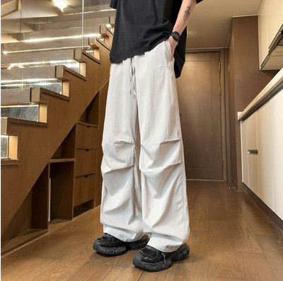 【精品】满68包邮◆2026春夏青少年港风潮流直筒刺绣速干休闲裤