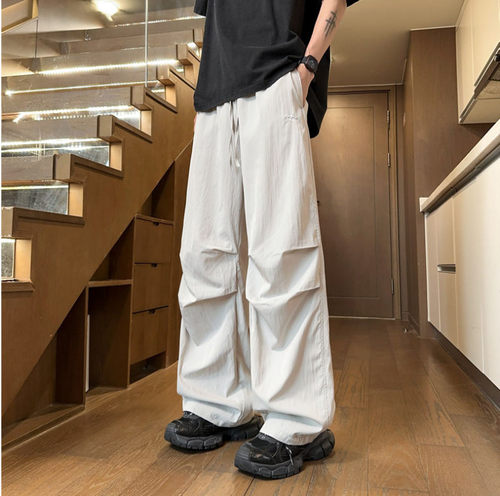 【精品】满68包邮◆2026春夏青少年港风潮流直筒刺绣速干休闲裤