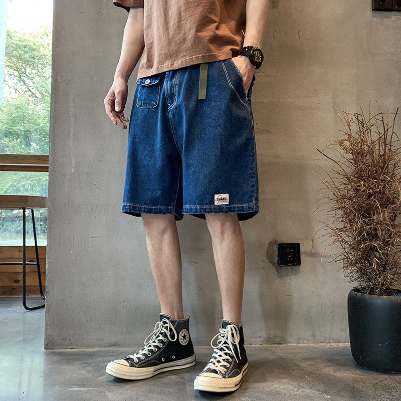 【精品】满68包邮◆2026夏季青少年美式宽松直筒高街牛仔裤短裤潮