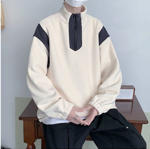 【瑕疵】满68包邮◆2026春青少年美式高街奥粒绒半高领拉链卫衣