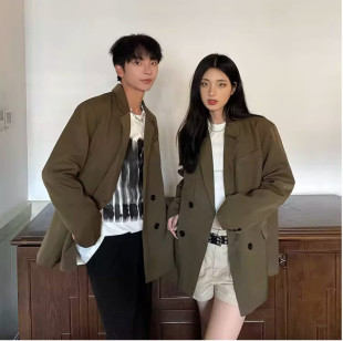 包邮 满68 2025春秋男女款 韩版 百搭双排扣西服 潮流时尚 精品