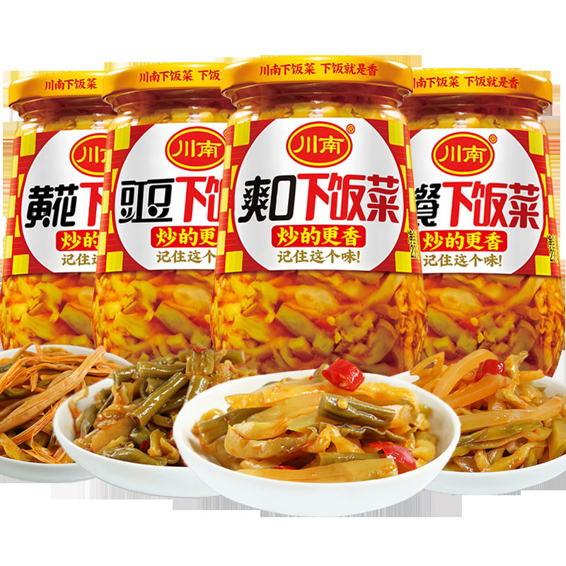 川南爽口下饭菜早餐开味咸菜罐装脆豇豆黄花小榨菜235g瓶装
