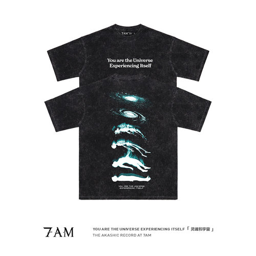 7AM-你就是宇宙本身水洗做旧小众开悟灵修纯棉短袖T恤ins